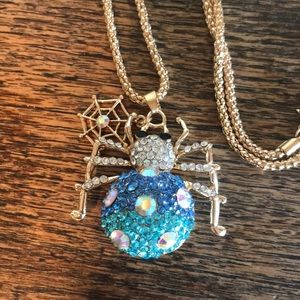Cute sparkly spider necklace.
